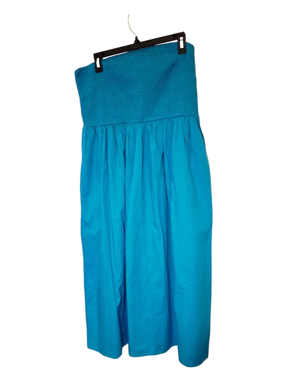 A NEW DAY Blue Strapless Smocked Upper Dress but has Straps Also.